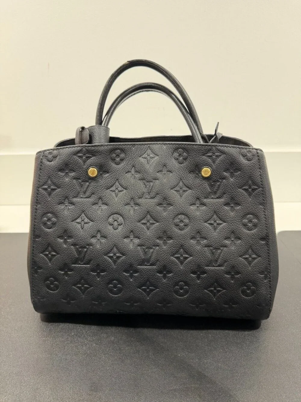 Louis Vuitton Montaigne MM Handbag Black Empreinte (JB1486)